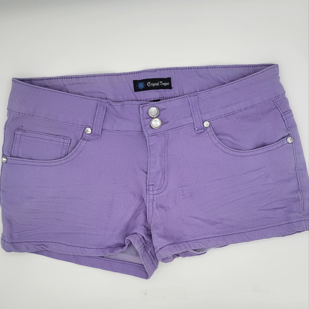 Crystal Vogue Purple Denim Short Shorts Size 9